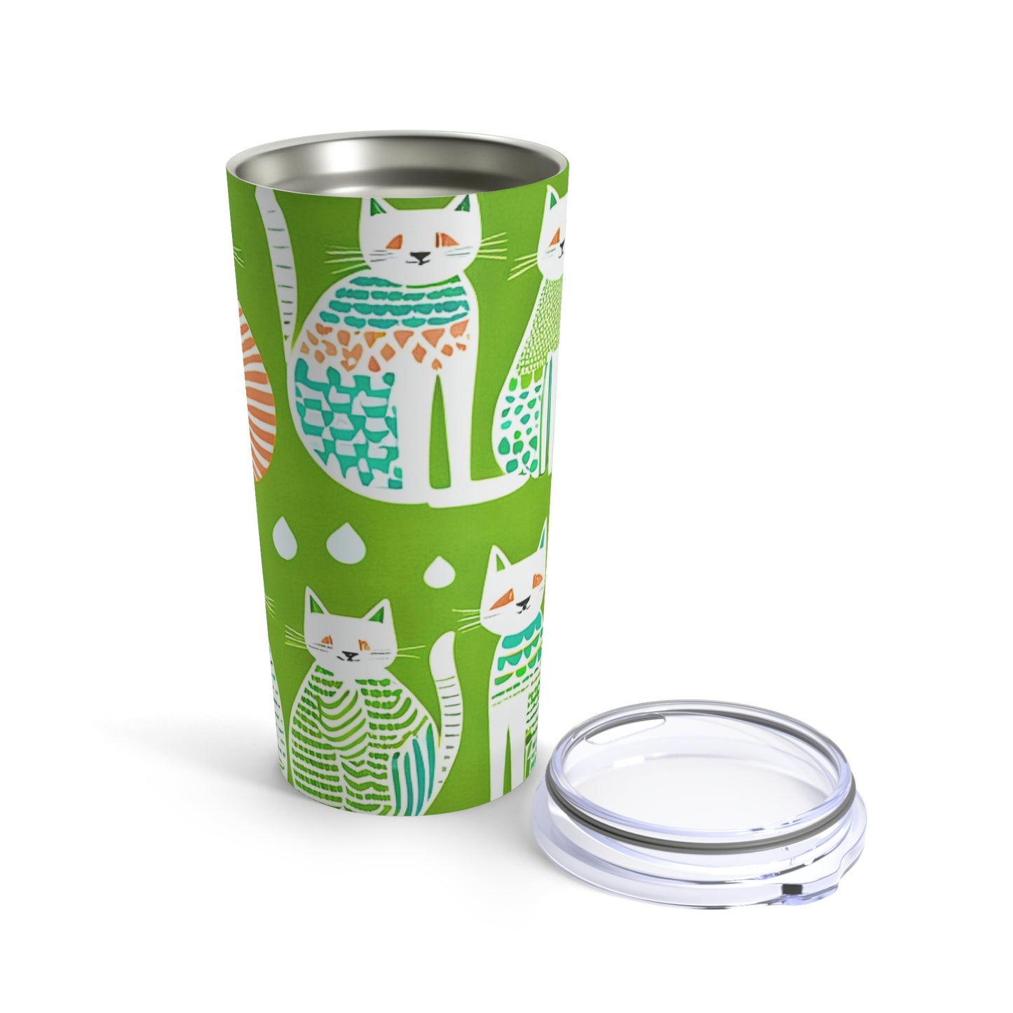 Cat Fashionistas Midcentury Modern Pattern Hot Cold Beverage Travel Tumbler 20oz