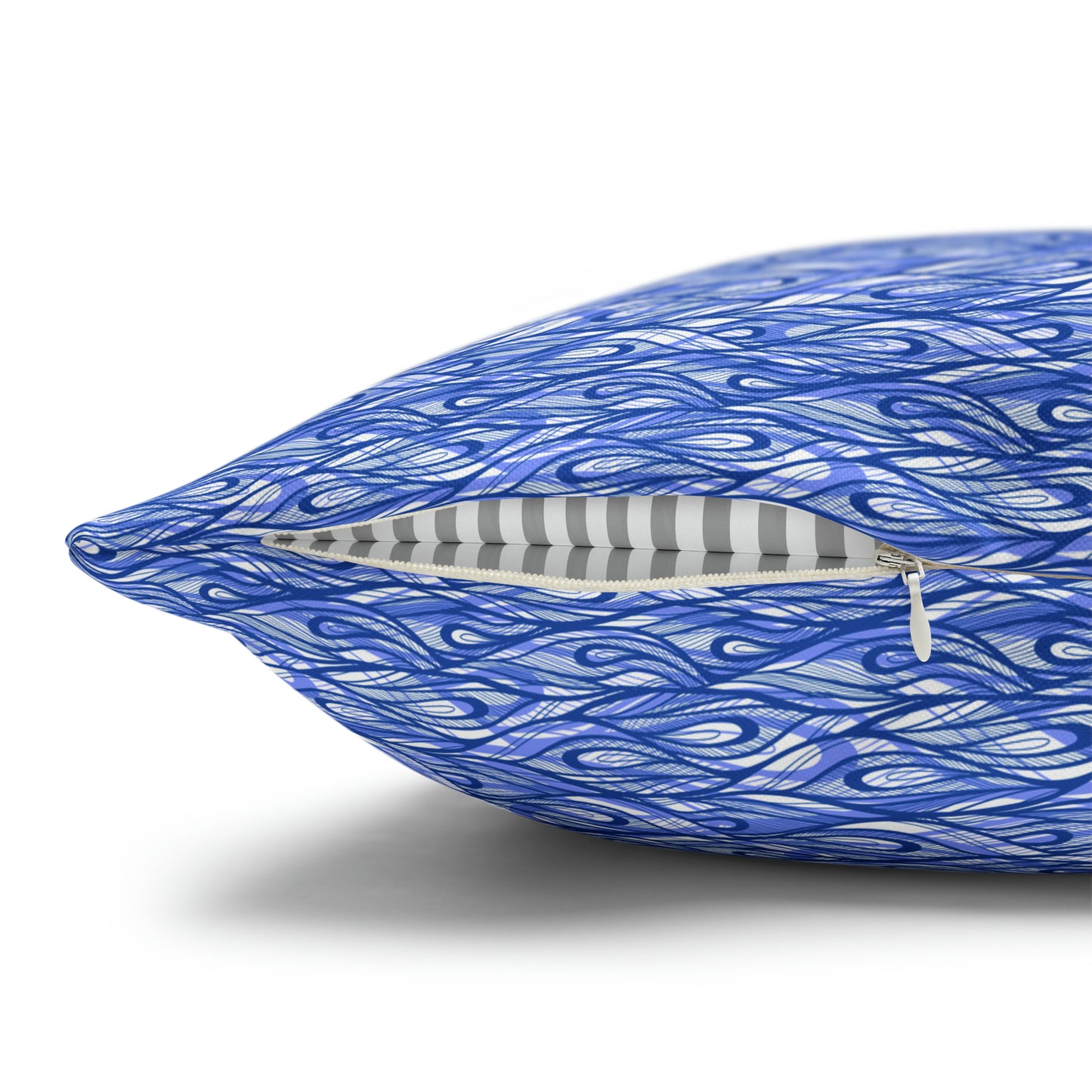 Waves Vibrations Navy Lavender Modern Coastal Pattern Decorative Spun Polyester Pillow Cover