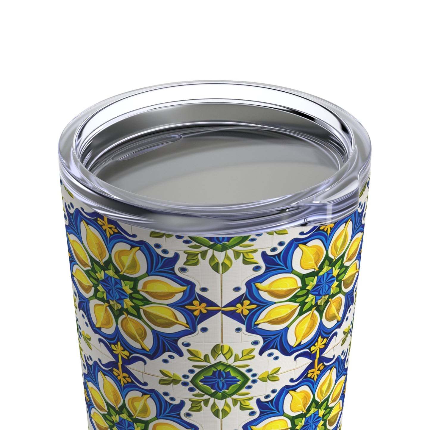 Island Of Capri Limone Italian Durata Pattern Tile Water Tea Juice Beverage Entertaining Travel Tumbler 20oz