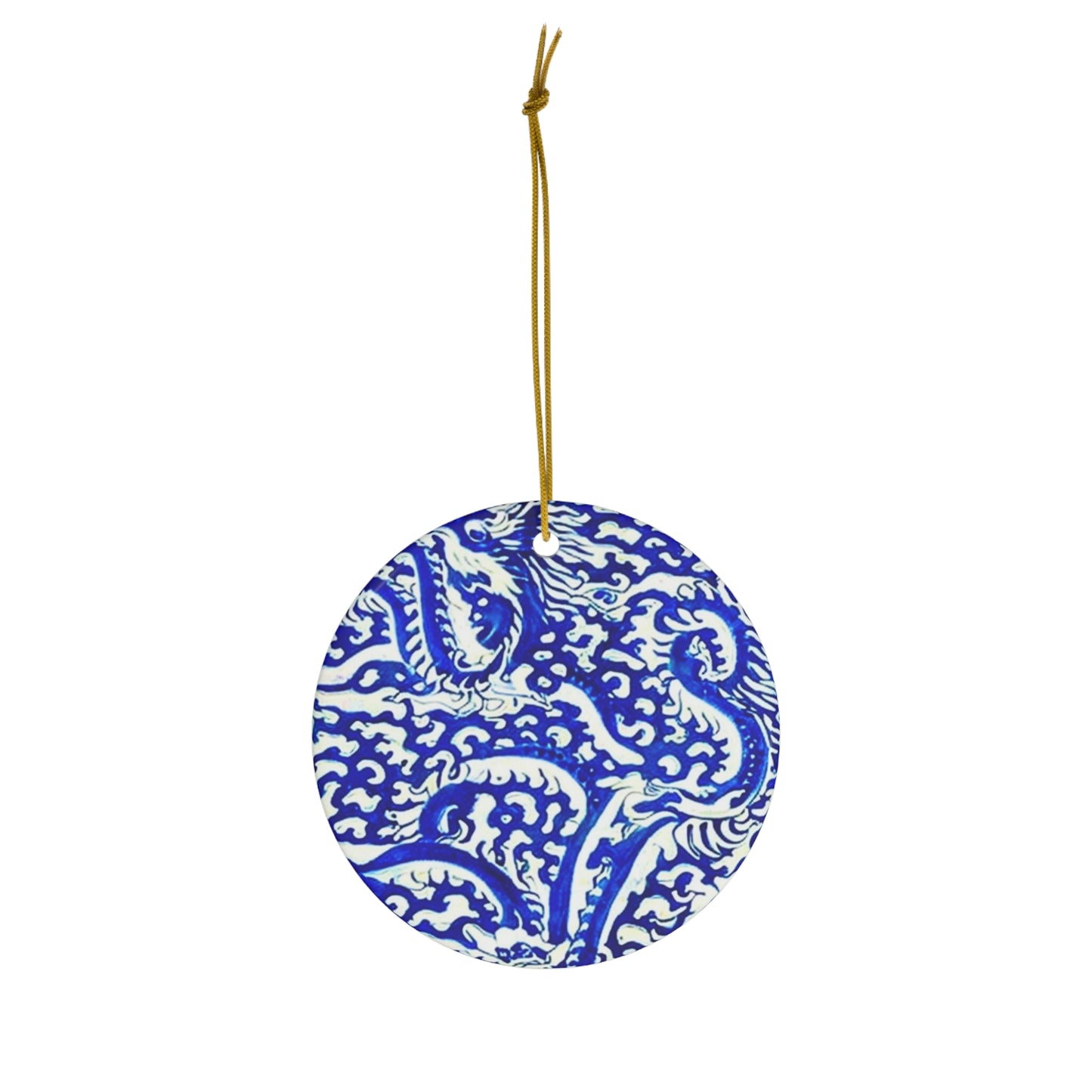 Sea of Chinese Dragons Ming Dynasty Blue and White Porcelain Pattern Ceramic Ornament
