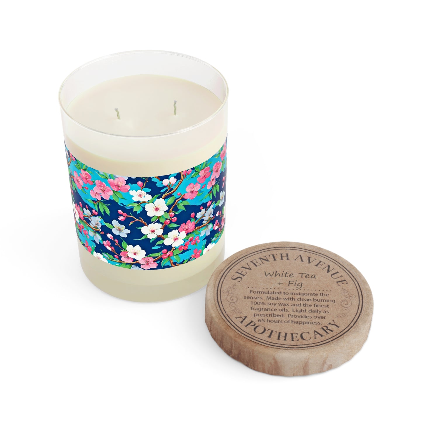 Cherry Blossoms Japanese Floral Decorative Aromatherapy Natural Essential Oils Scented Accent Candle - Full Glass, 11oz