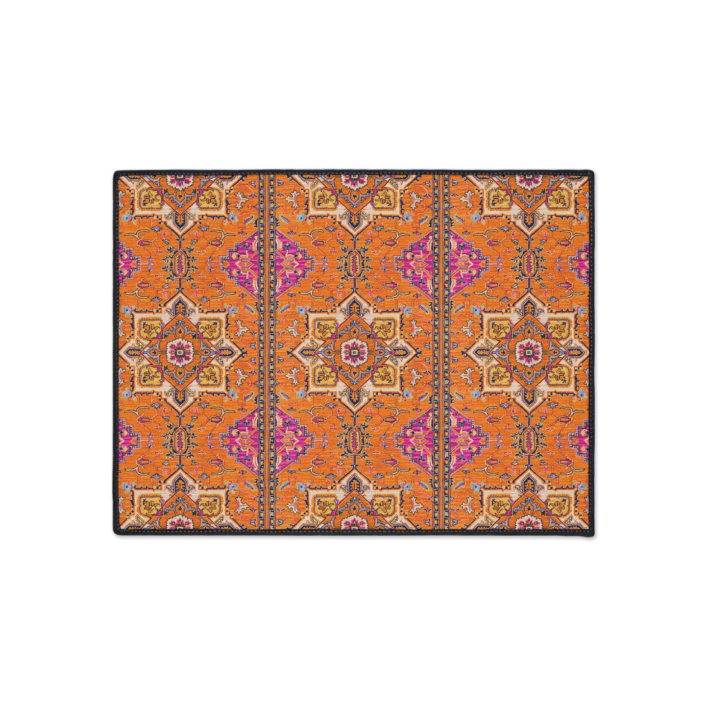 Berber Tribal Nomad Orange Pink Pattern Bohemian Decorative Indoor Outdoor Heavy Duty Floor Mat