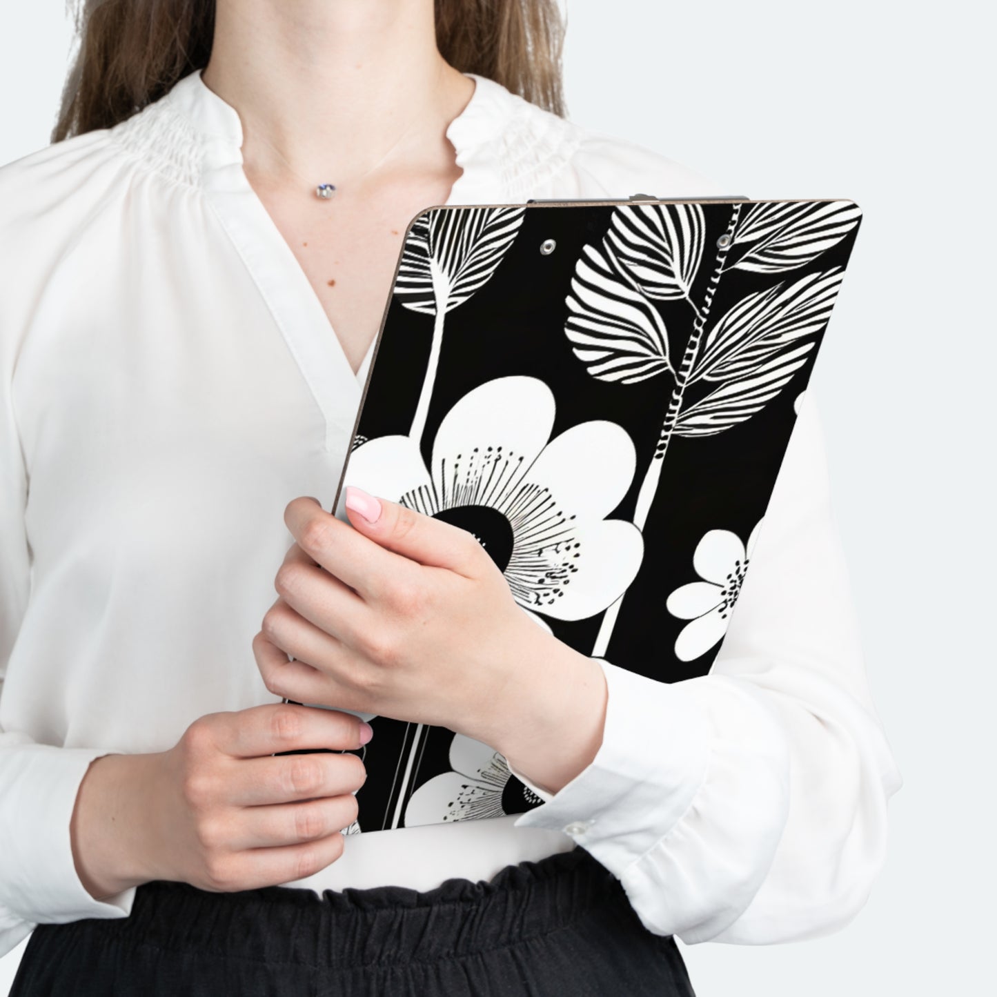 Black and White Poppies Mod Pop Art Organizer Clipboard