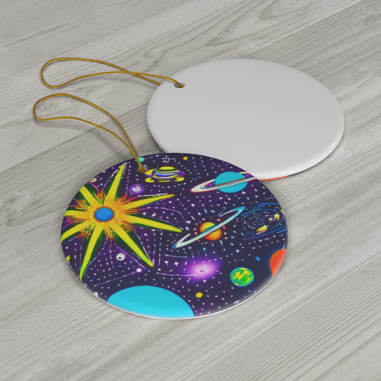 Bright Star Universe Saturn Planets Solar System Ceramic Ornament