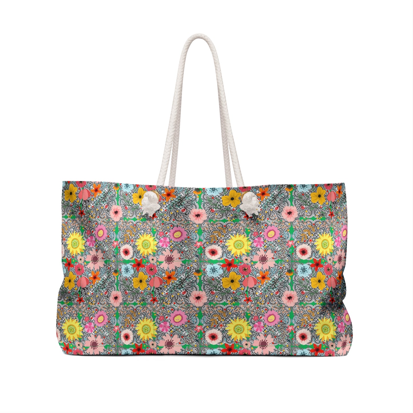 Prairie Cactus Flower Multi Southwestern Desert Flowers Decorative Shopper Market Weekender Bag