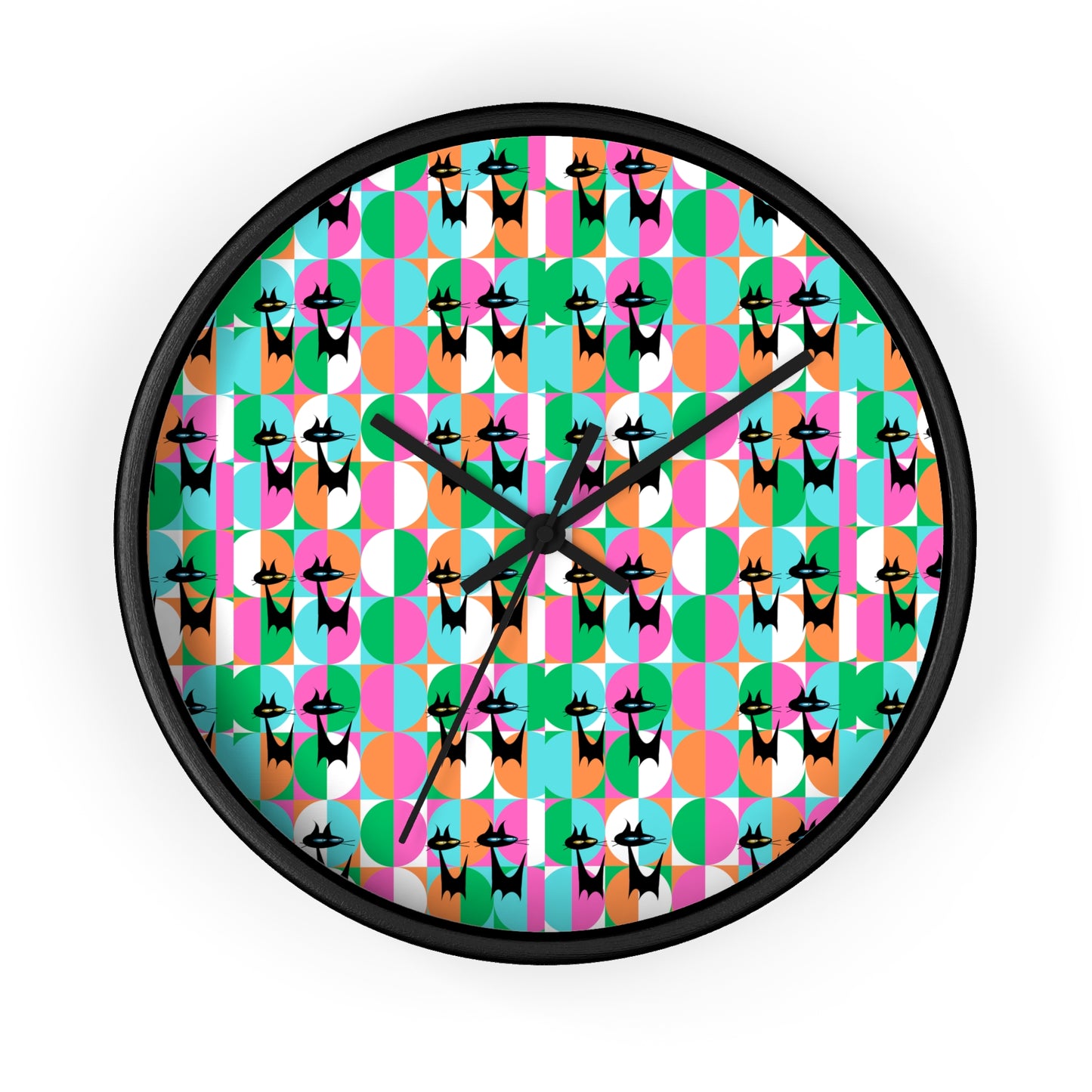 Mod Cats Midcentury Modern Atomic Black Cats 1960s Wall Clock