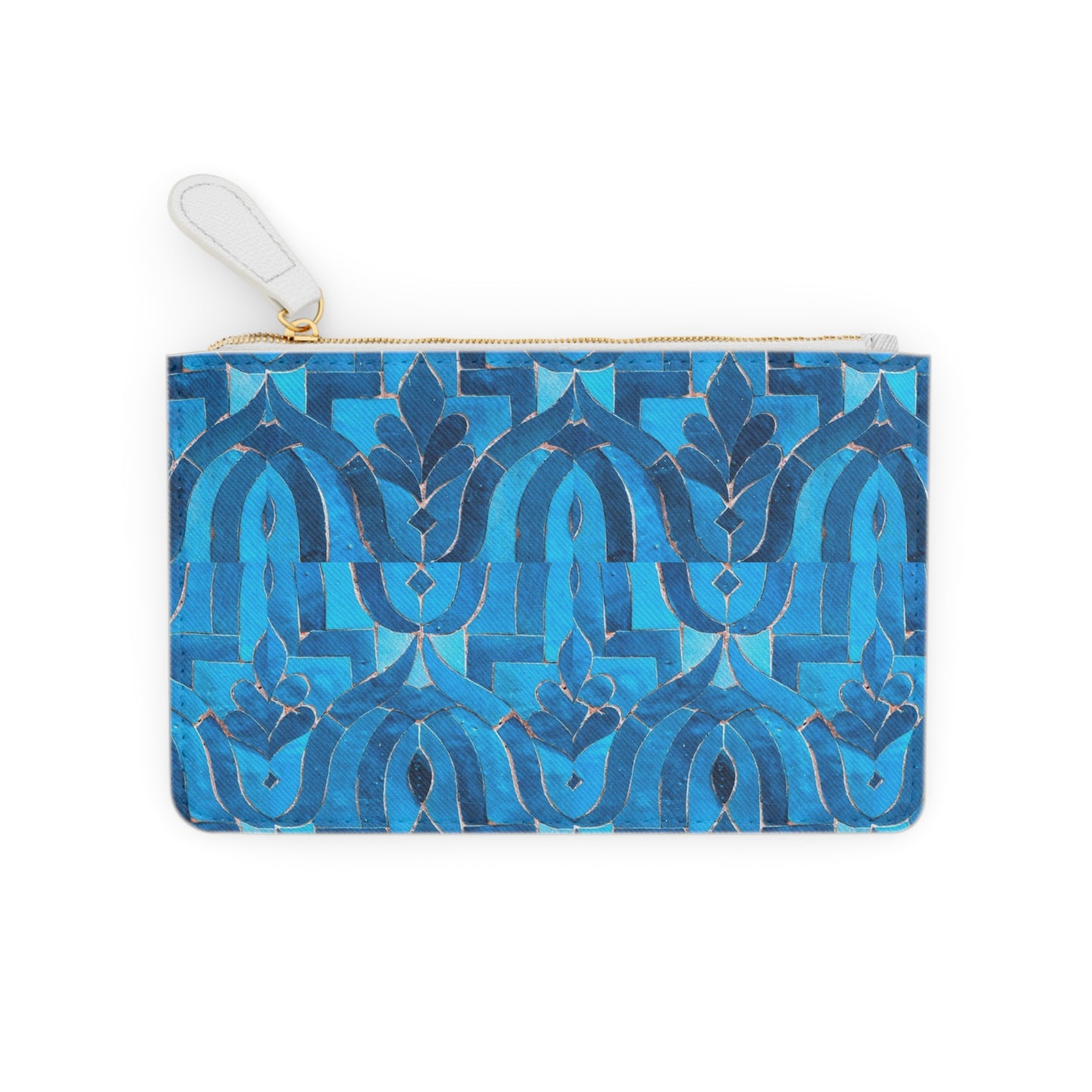 Blue Cobalt Moroccan Villa Fountain Tile Travel Coin Purse Mini Pouch Clutch Bag