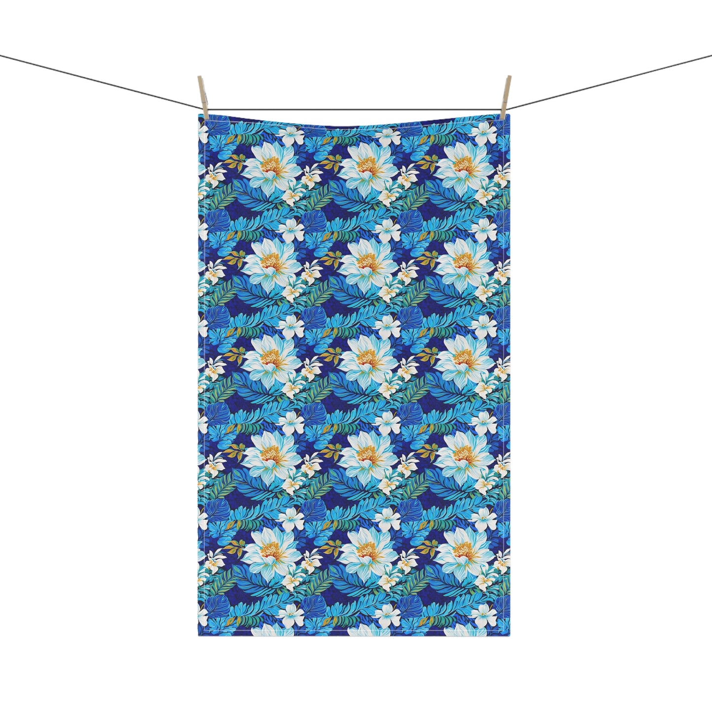 Hawaiian White Orchid Tropical Paradise Luau Decorative Kitchen Tea Towel/Bar Towel