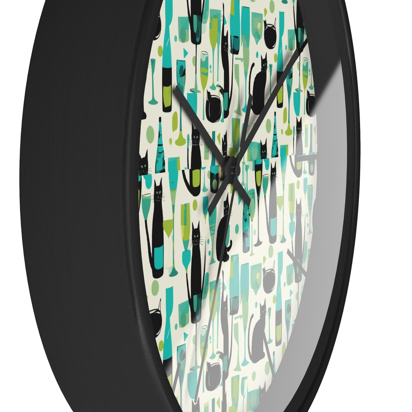 Cocktail Time Darling Midcentury Modern Atomic Black Cat Wall Clock