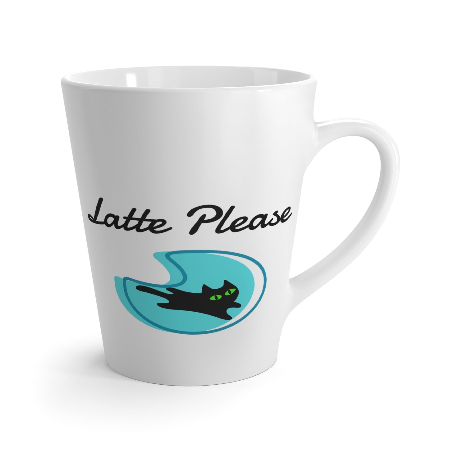 Latte Please Midcentury Modern Black Cat Hot Beverage Coffee Chia Tea Cappuccino Coffee Bar Latte Mug