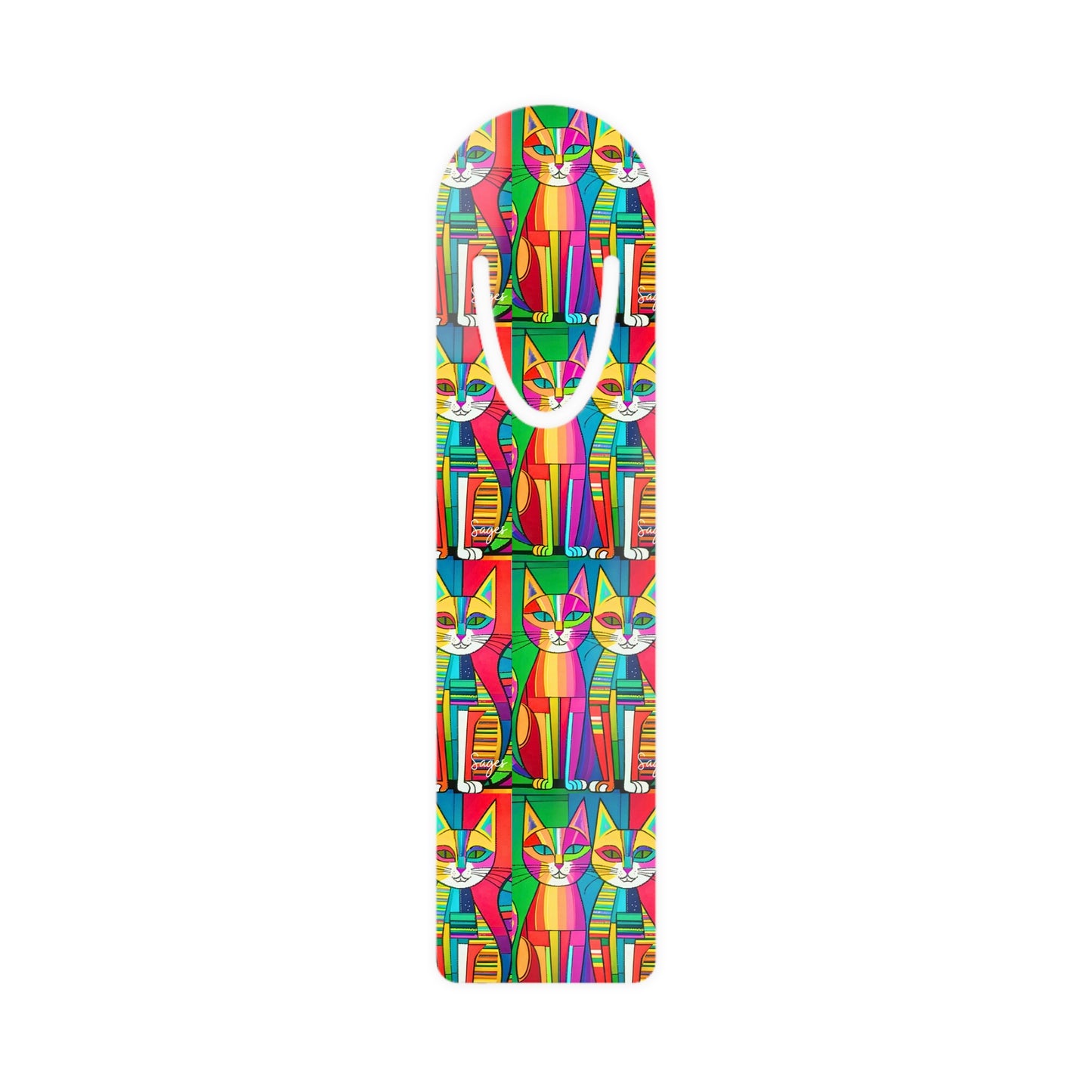 Cubist Cat Neon Midcentury Modern Bookmark