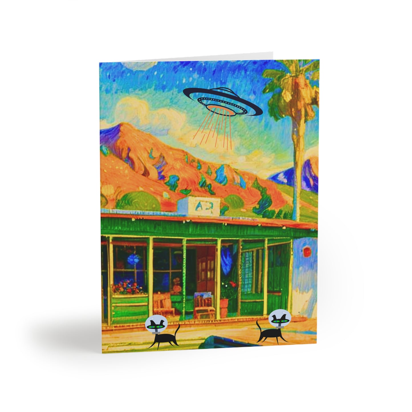 Palm Springs Desert Catranauts Midcentury Modern Note Cards (8 pcs)