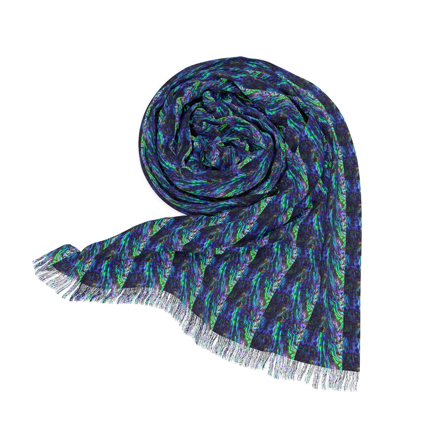 Abalone Jewels Natural Shell Ocean Abstract Fashion Light Scarf with Fringe