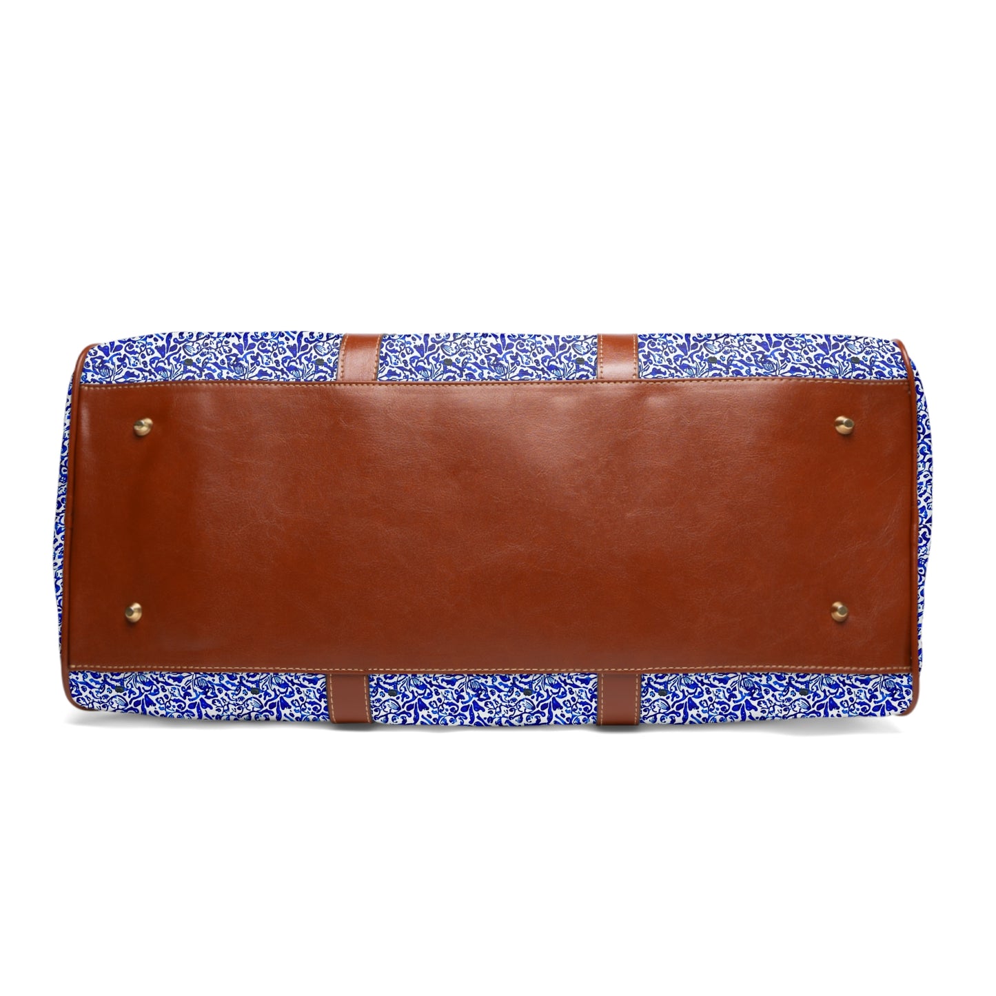 Blue Caribbean Sea Tile Cobalt Blue and White Coastal Waterproof Travel Bag