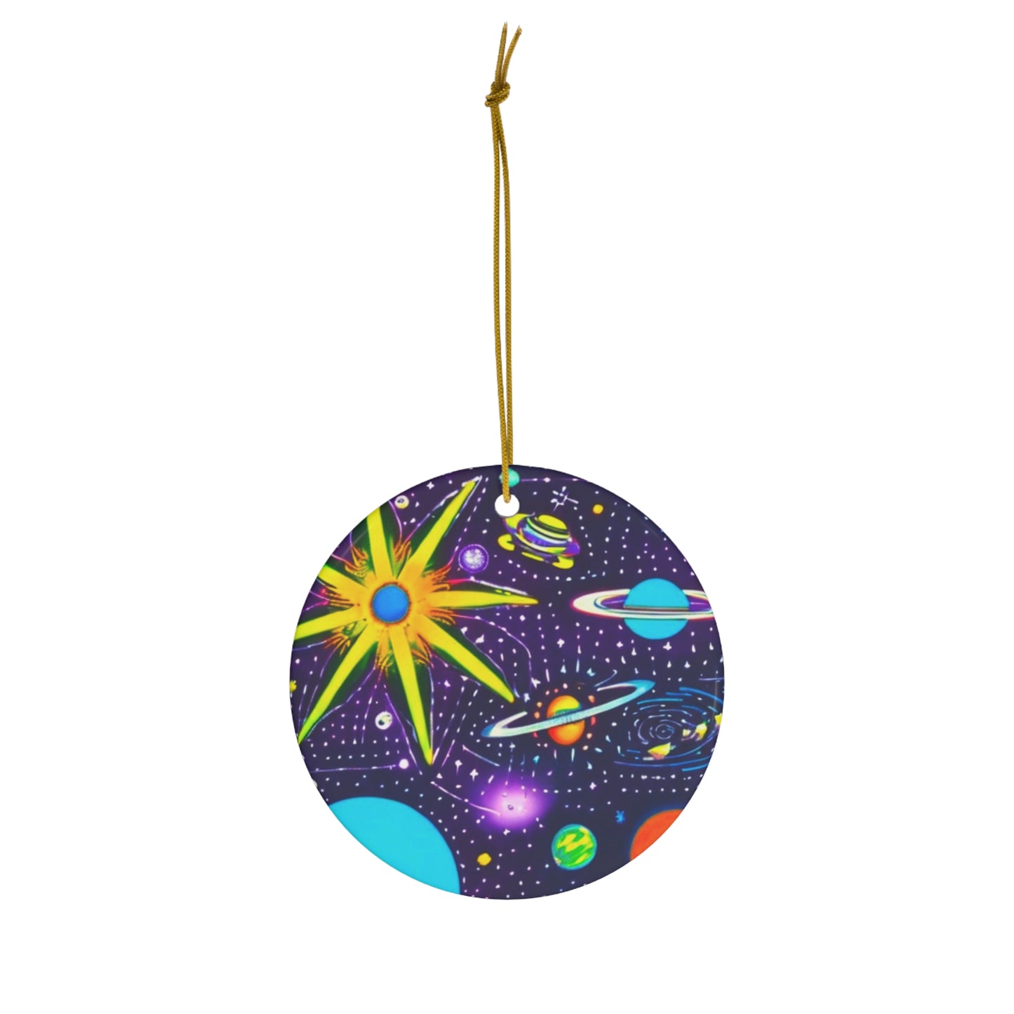 Bright Star Universe Saturn Planets Solar System Ceramic Ornament
