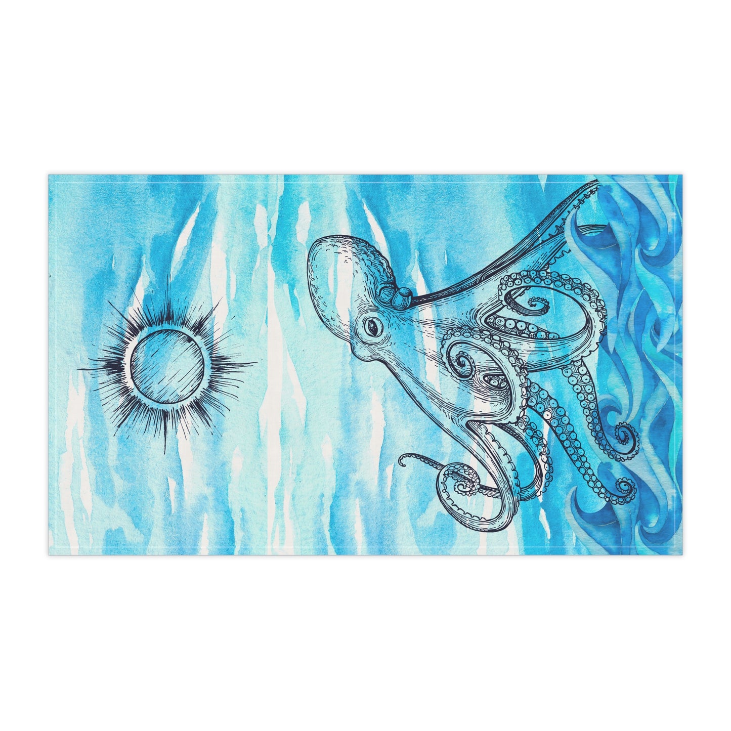Coastal Summer Octopus Kitchen Towel / Tea Towel / Bar Towel