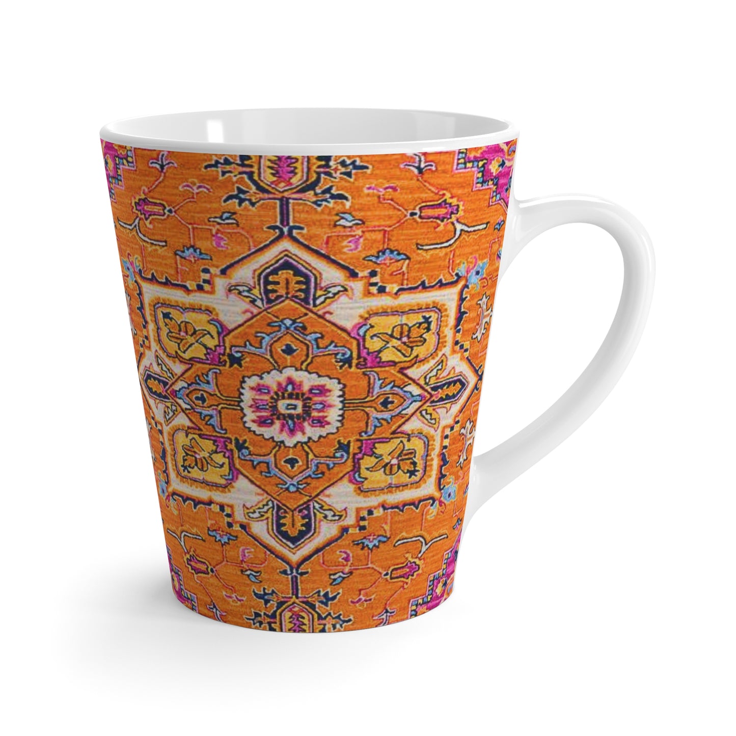 Berber Tribal Nomad Orange Pink Pattern Bohemian Hot Beverage Tea Coffee Cappuccino Decorative Latte Mug
