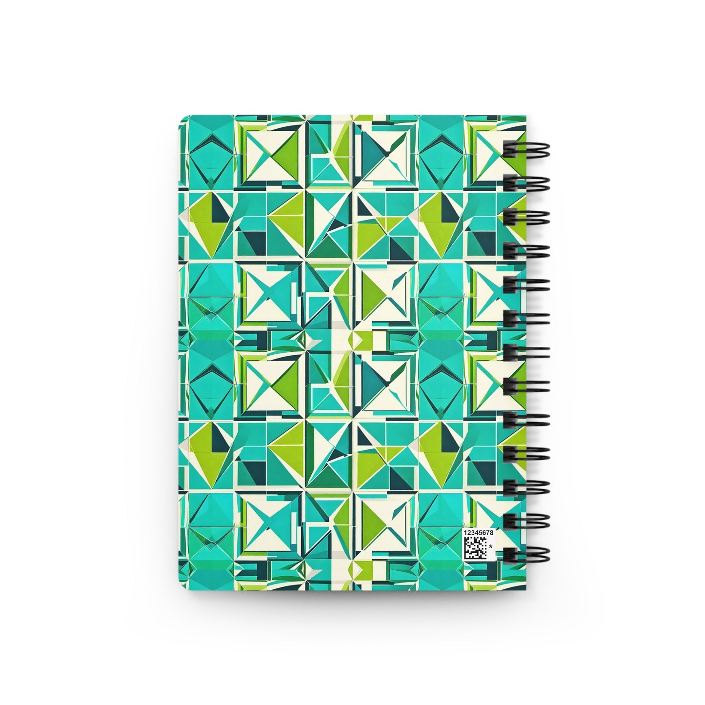 Cancun Vacation Midcentury Modern Tile Turquoise and Green Geometric Pattern Writing Sketch Inspiration Spiral Bound Journal