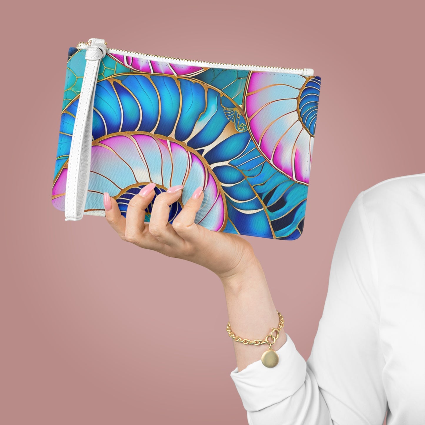 Cloisonne Nautilus Shell Evening Daytime Fashion Pouch Clutch Bag