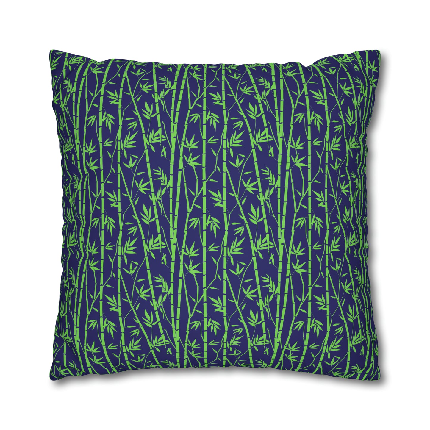 Bamboo Zen Meditation Garden Midnight Blue/Black Decorative Spun Polyester Pillow Cover