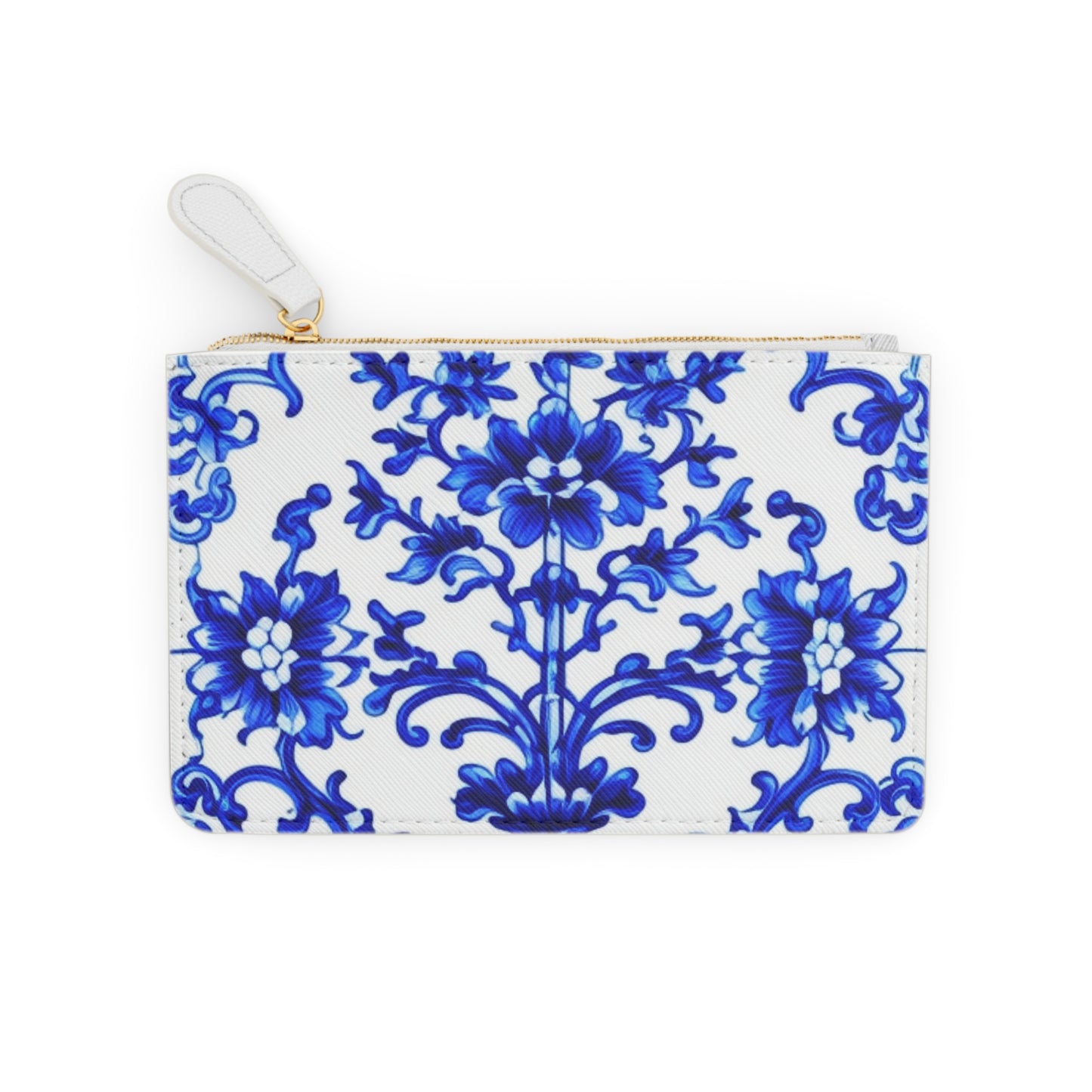 Portuguese Blue and White Tile Pattern Coin Purse Lipstick Mini Pouch Clutch Bag