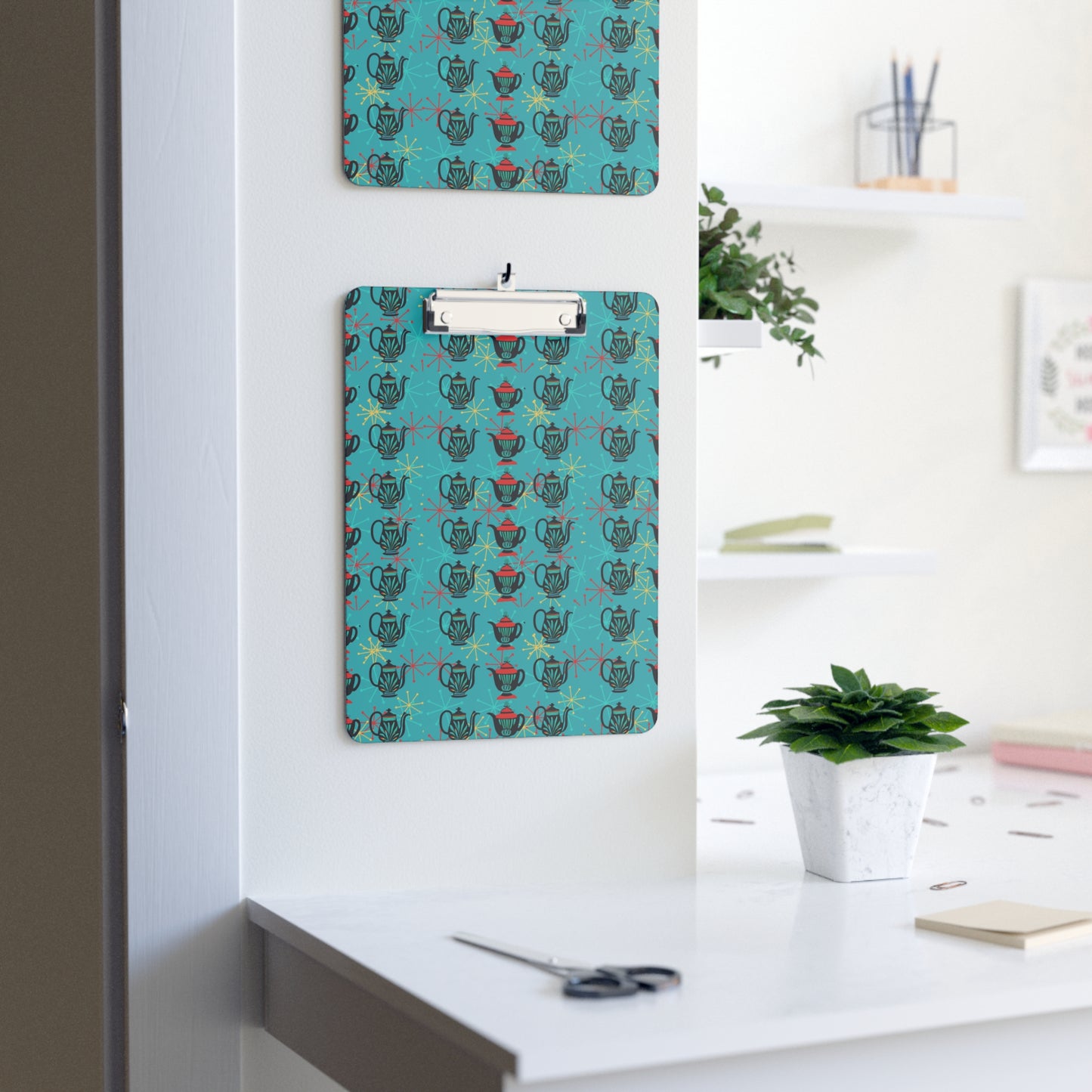 Ancient Teapots Midcentury Modern Organizer Clipboard