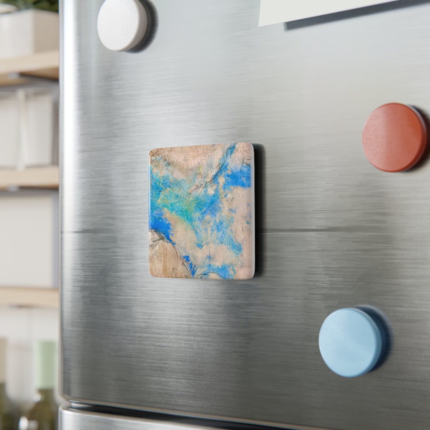 Fresco Clouds Italian Porcelain Magnet, Square