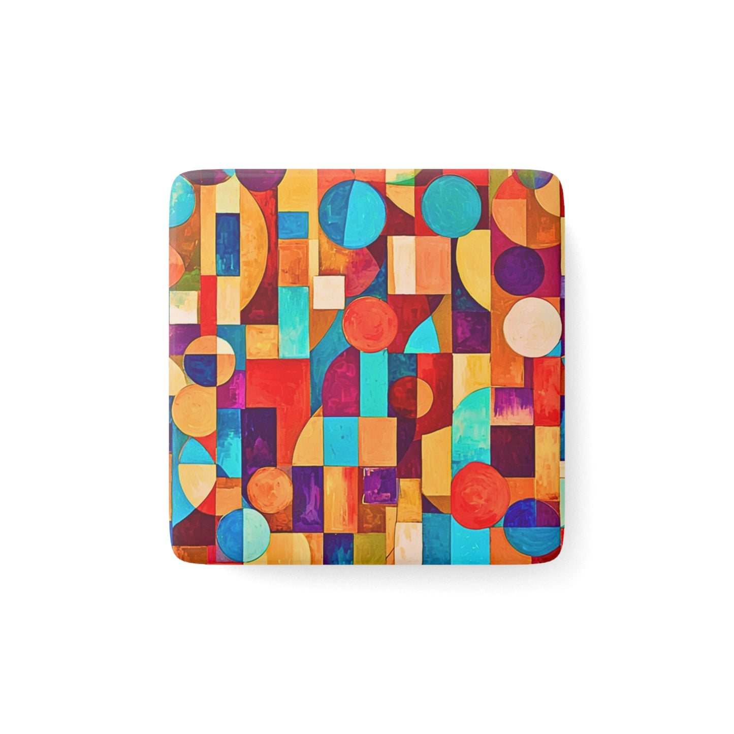 Painterly Cubist Porcelain Magnet, Square
