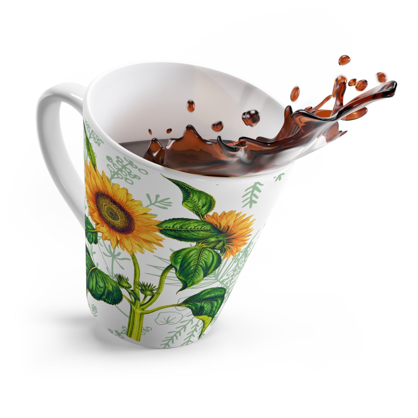 Summer Sunflower Botanical Cappuccino Beverage Latte Mug