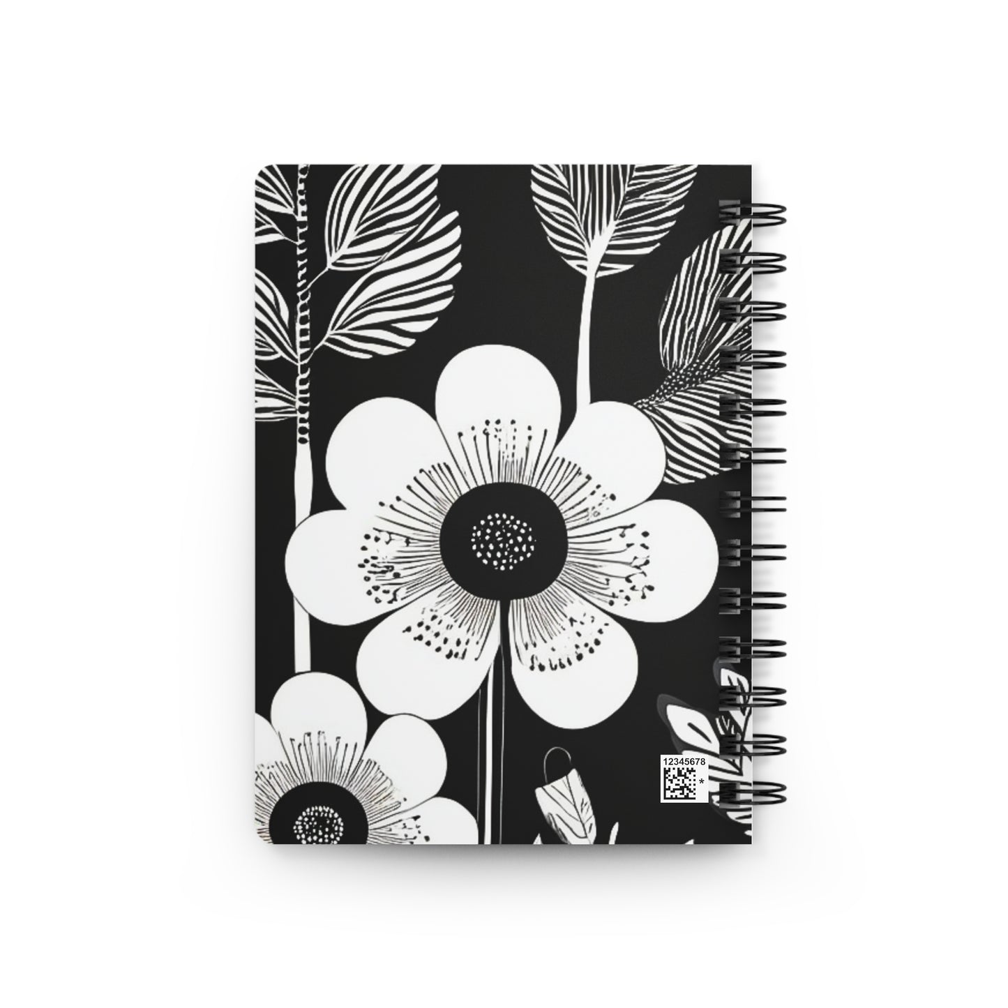Black and White Poppies Mod Pop Art Decorative Writing Sketch Inspiration Spiral Bound Journal
