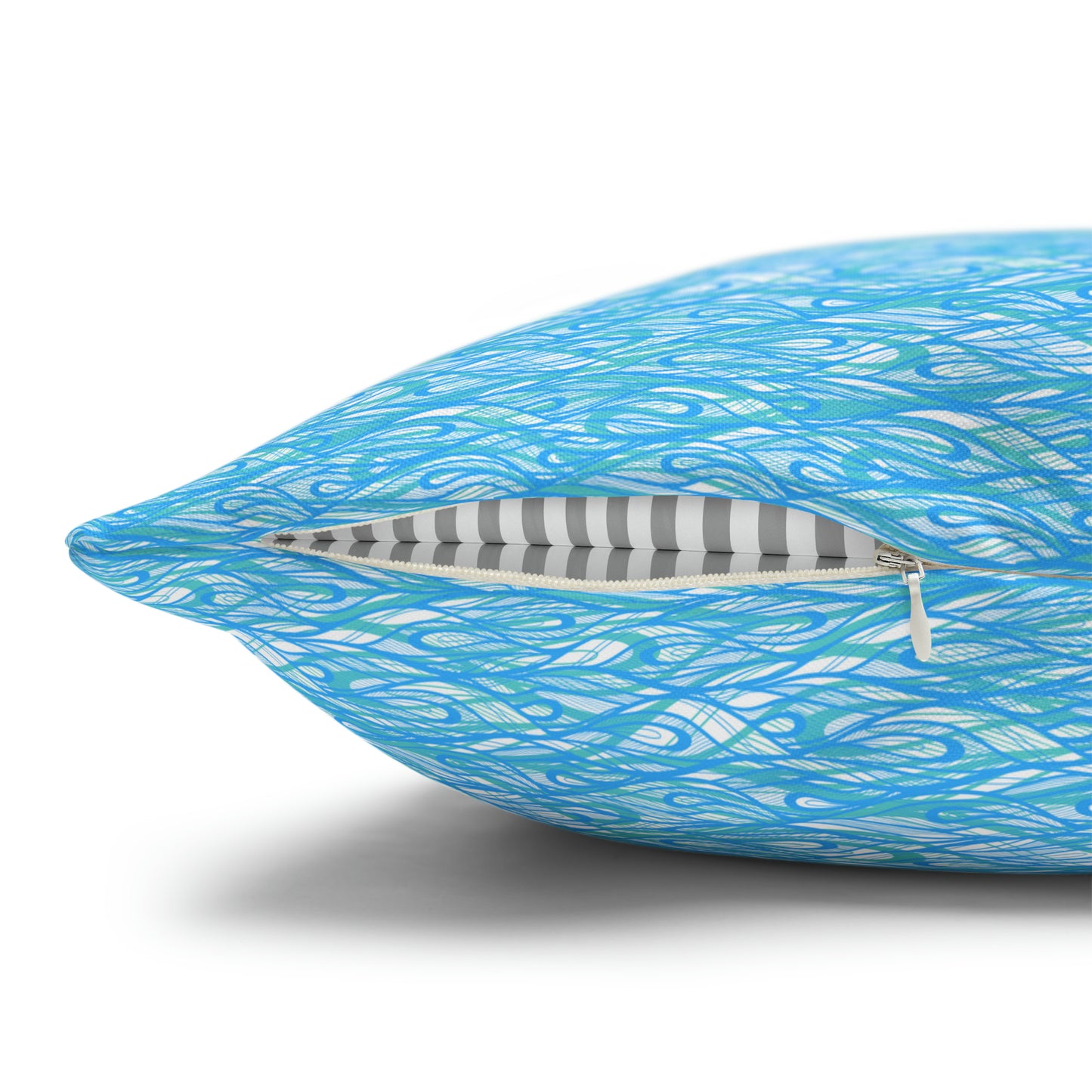 Wave Vibrations Turquoise Aqua Modern Coastal Pattern Decorative Spun Polyester Pillow Cover