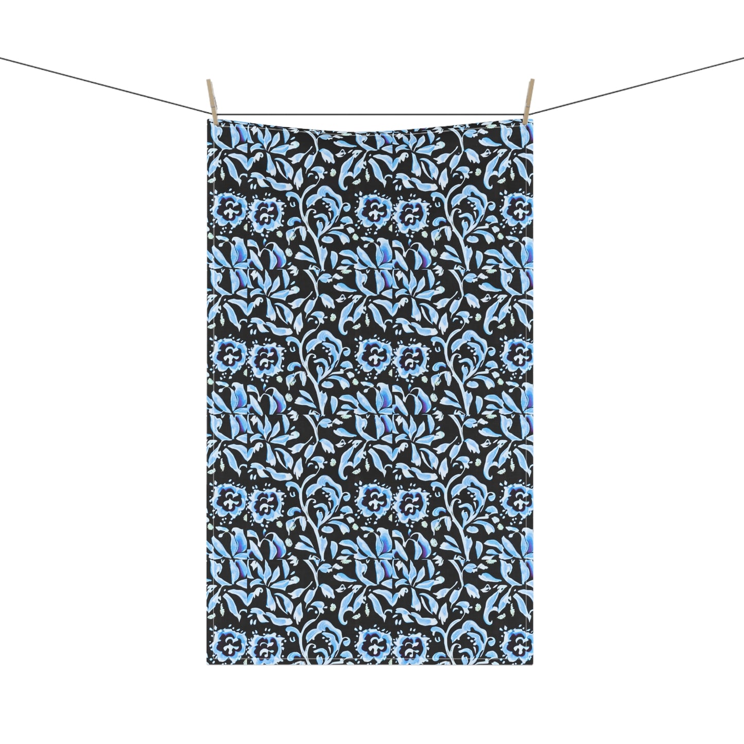 Blue Tropical Island Flower Batik Pattern Decorative Kitchen Tea Towel/Bar Towel
