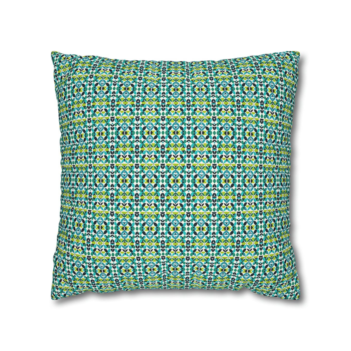 Midcentury Modern Green Foliage Pattern Decorative Spun Polyester Pillow Cover
