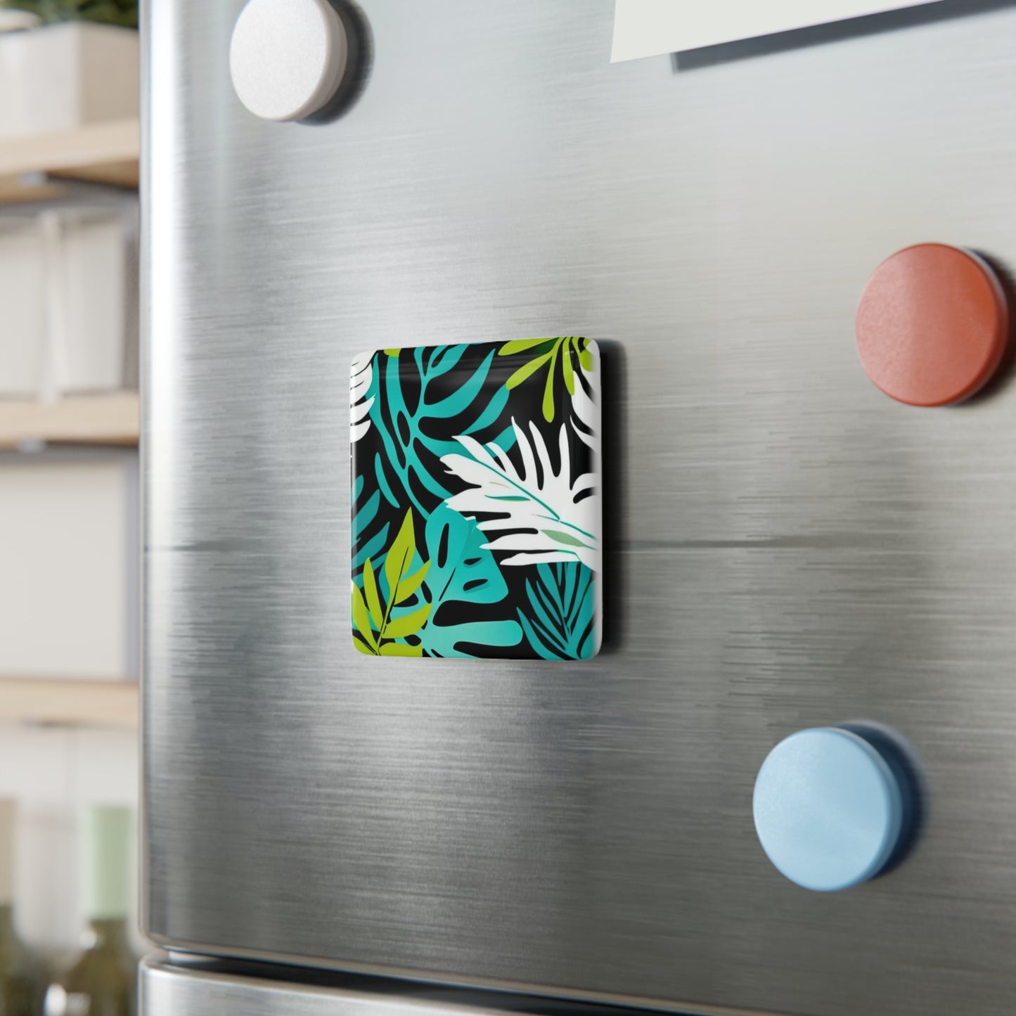 Undersea Tropical Forest Porcelain Magnet, Square