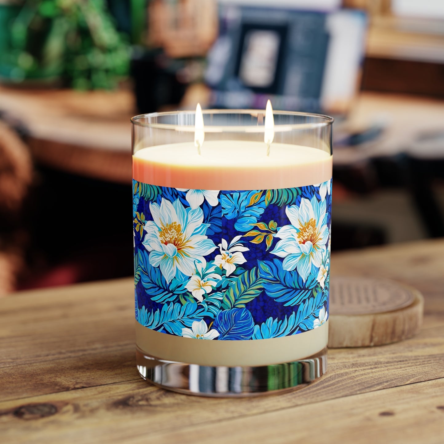 Hawaiian White Orchid Tropical Paradise Luau Aromatherapy Essential Oils Natural Accent Decorative Scented Candle - Full Glass, 11oz