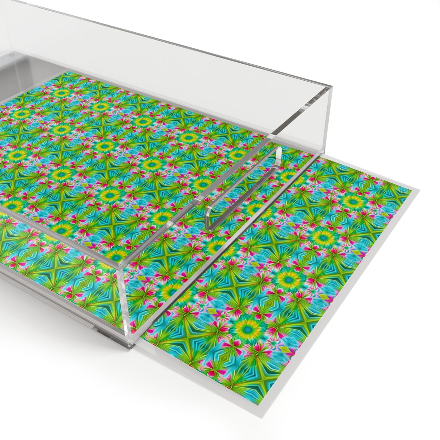 Cosmic Flower Power Ombre Lime Green Patio and Entertaining Acrylic Serving Tray