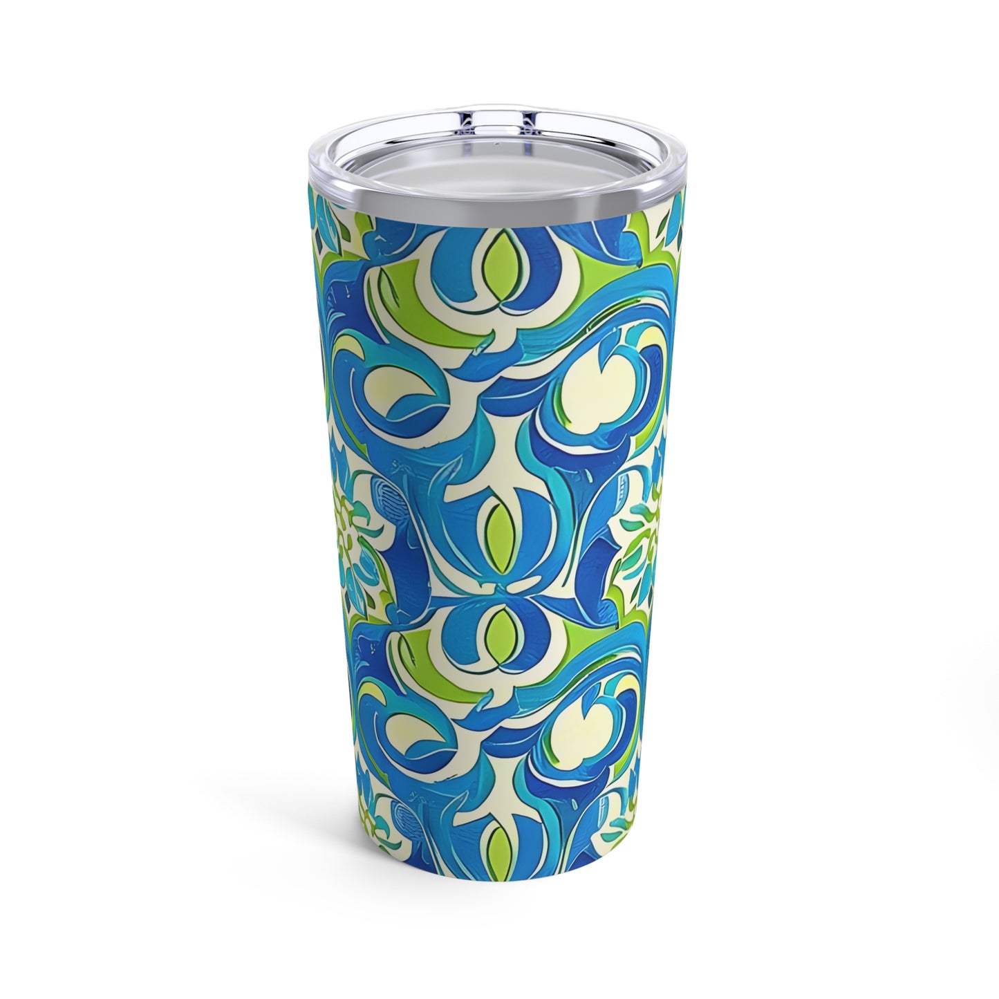 Naples Osteria Sea Blue Italian Tile Pattern Decorative Hot Cold Beverage Travel Tumbler 20oz