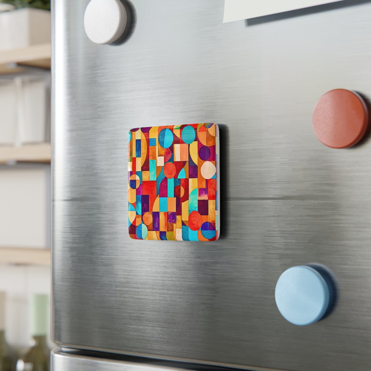 Painterly Cubist Porcelain Magnet, Square