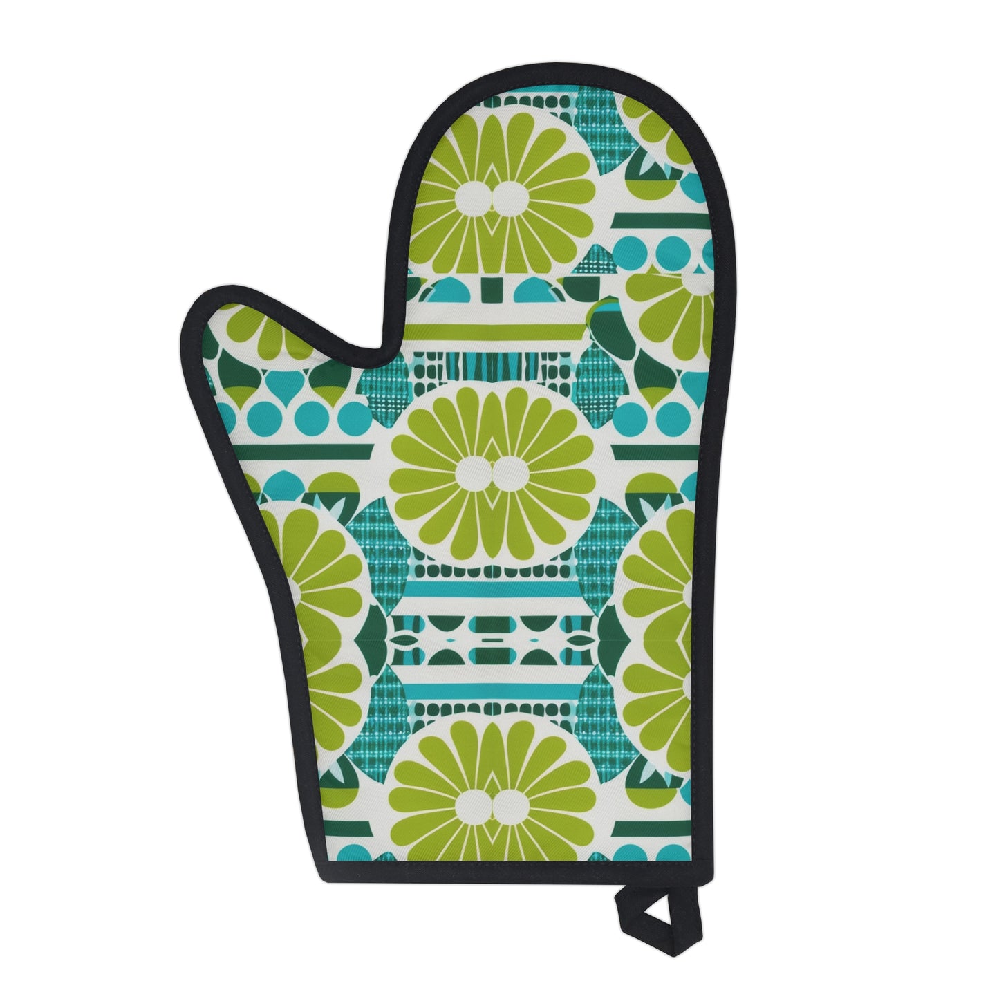 Coffee Klatch Midcentury Modern Aqua Citrus Pattern Entertaining Dinner Party Baking Oven Glove