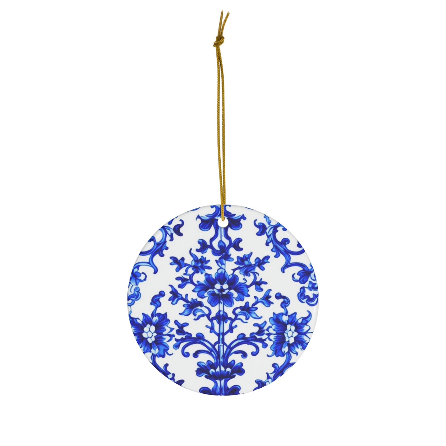 Portuguese Blue and White Tile Pattern Ceramic Ornament