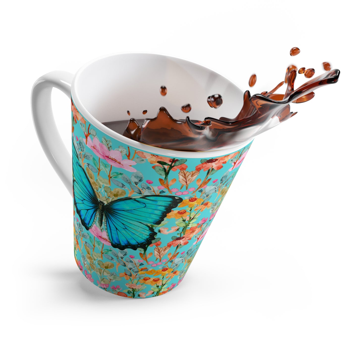 Wildflower Fields Turquoise Cappuccino Beverage Latte Mug