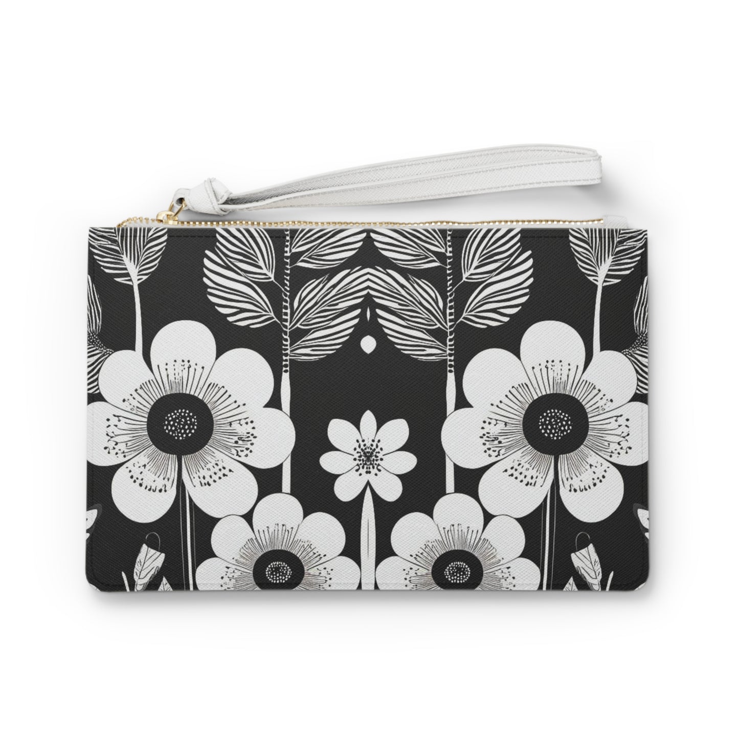 Black and White Poppies Mod Pop Art Errands Evening Pouch Clutch Bag