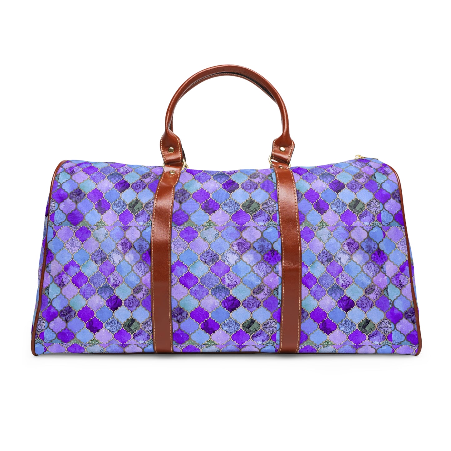Royal Purple Arabesque Tile Marrakech Moroccan Waterproof Travel Bag