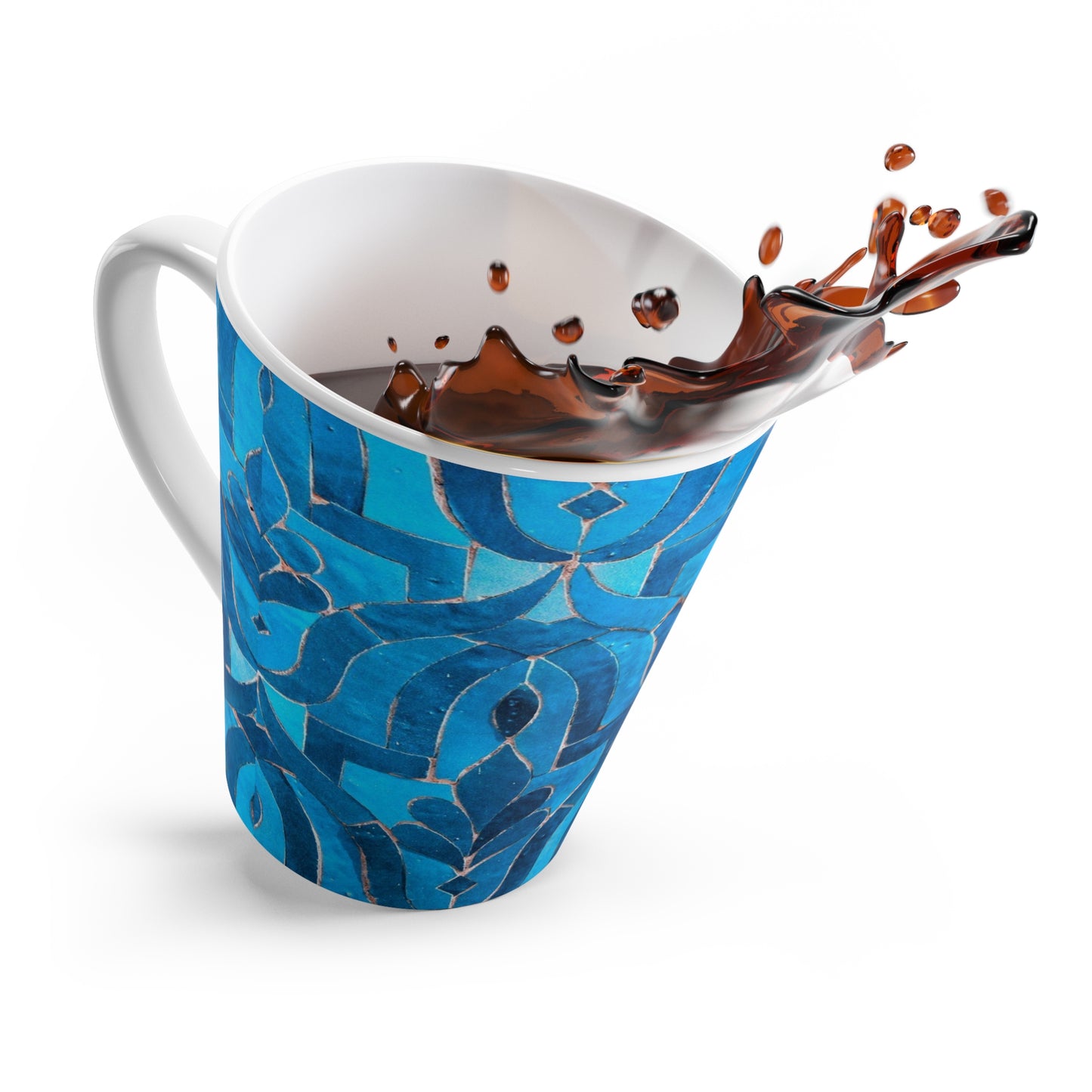 Moroccan Villa Fountain Blue Cobalt Tile Hot Beverage Coffee Chia Tea Cappuccino Mint Latte Mug