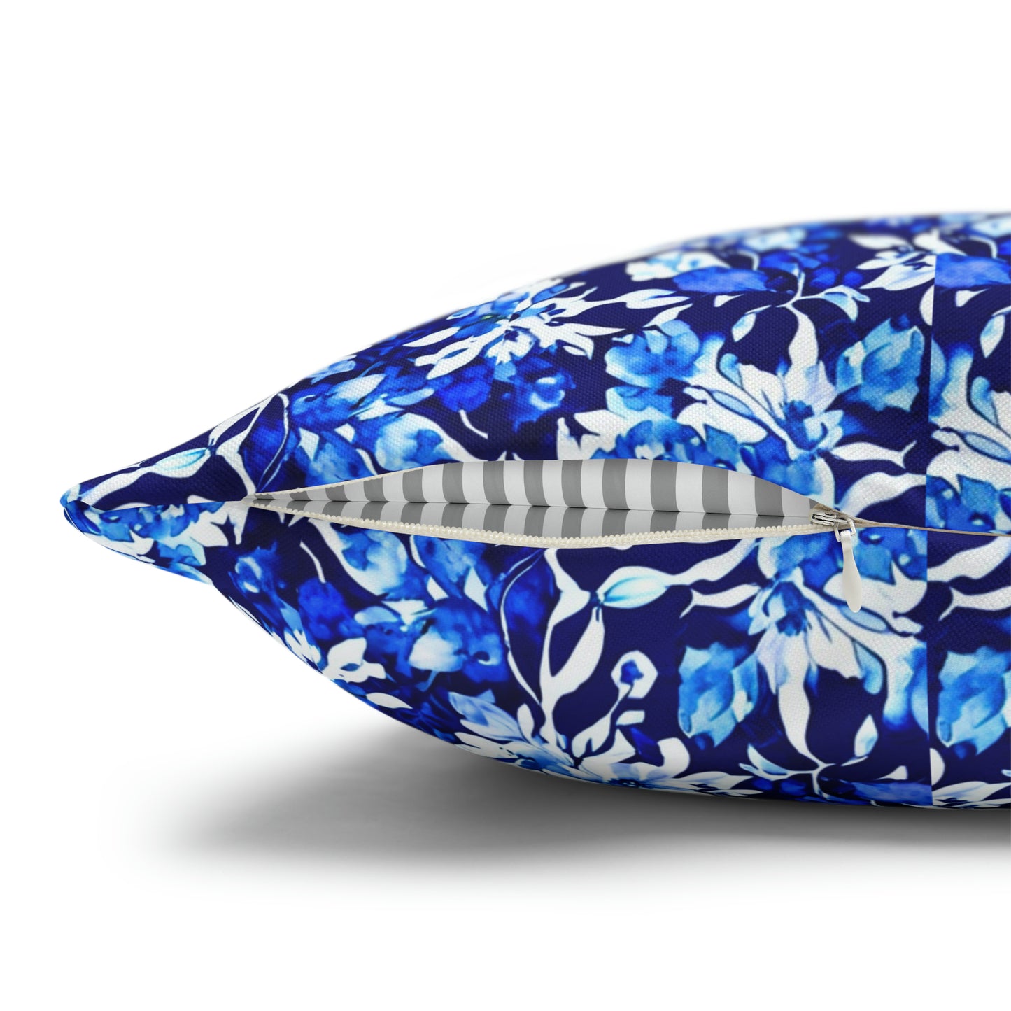 Blue Watercolor Dreams Flowers Decorative Spun Polyester Pillow Cover