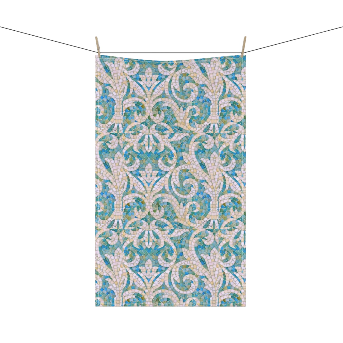 Aqua Mosaic Tile Decorative Kitchen Tea Towel / Bar Towel