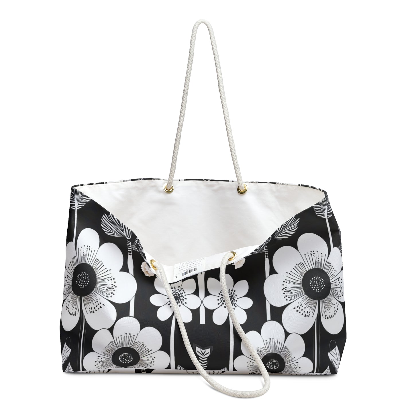 Black and White Poppies Mod Pop Art 1960s Shopper Market City Weekender Bag