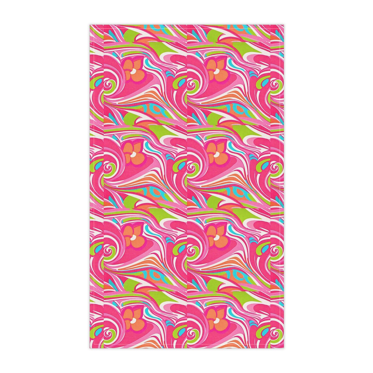 Summer in Florence Italian Disco Fashion Pattern Hot Pink Decorative Kitchen Tea Towel/Bar Towel