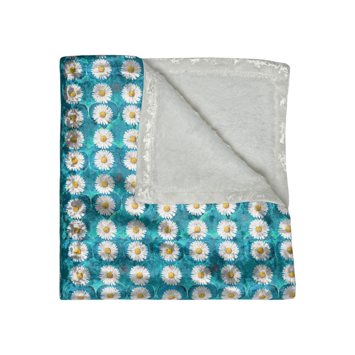 SageDaisy Living Logo Turquoise Arabesque Tile Pattern Warm Cozy Lounge Shimmer Decorative Crushed Velvet Blanket