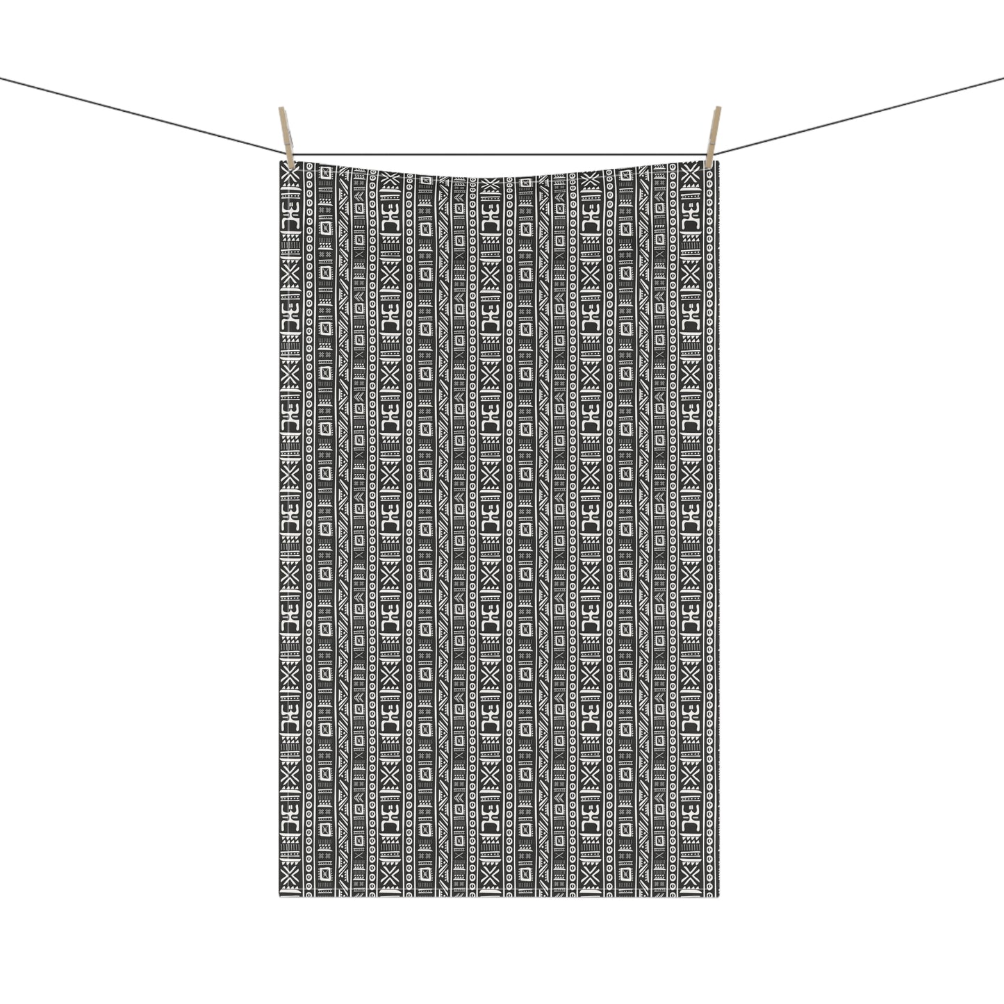 Tribal Vibrations Black and White Pattern Decorative Kitchen Tea Towel/Bar Towel